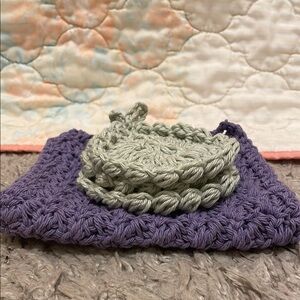 Crochet Purple and Gray Spa Set